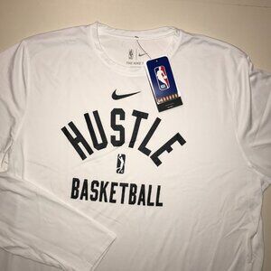 Men's Nike Dri Fit HUSTLE Basketball Long Sleeve Practice T-shirt (DJ6793) White